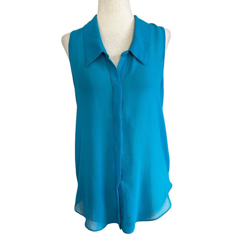 Rory Beca Blue Sheer Unlined Basic Top Women Blouse Size XS | 71-34